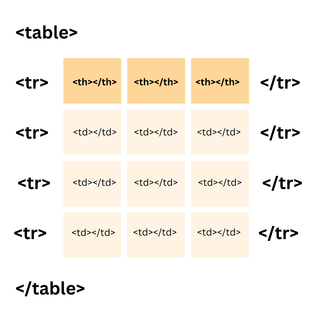 Table tags structure display