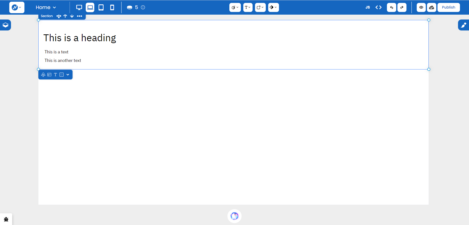 WebbsAI Panel Layouts > Section change